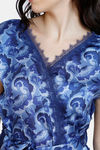 Zivame Artsy Leaves Woven Robe - Medieval Blue — thumbnail 5